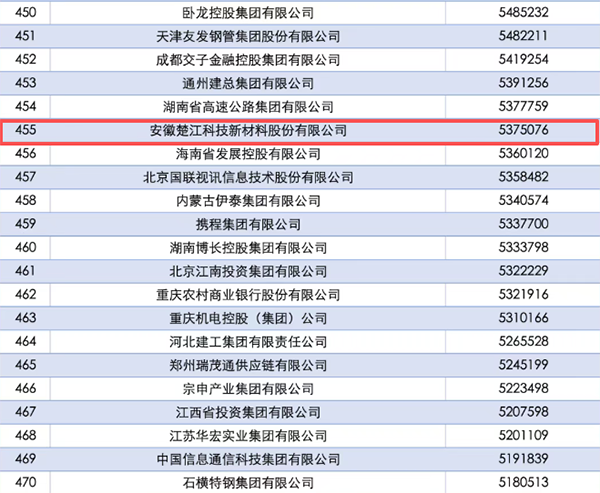 楚江新材首登2025中國企業(yè)500強(qiáng)